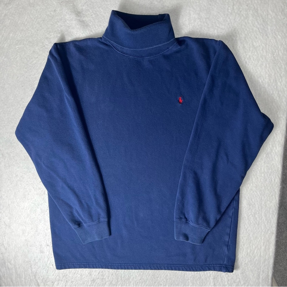 Polo Ralph Lauren Turtleneck Mens Large Blue Pullover Long Sleeve Cotton Vintage